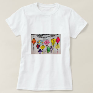 T-shirt lanternes chinoises aquarelle art