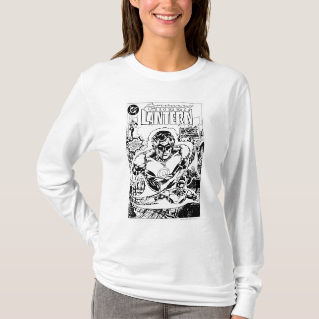 T-shirt Lanternes vertes volantes, noir et blanc (Devant)