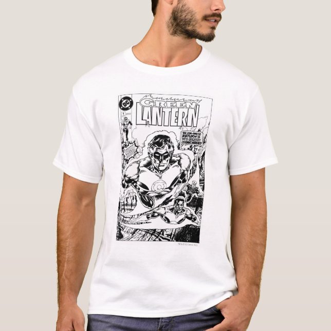 T-shirt Lanternes vertes volantes, noir et blanc (Devant)