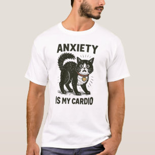 T-shirt L'anxiété est mon cardio drôle chat panique