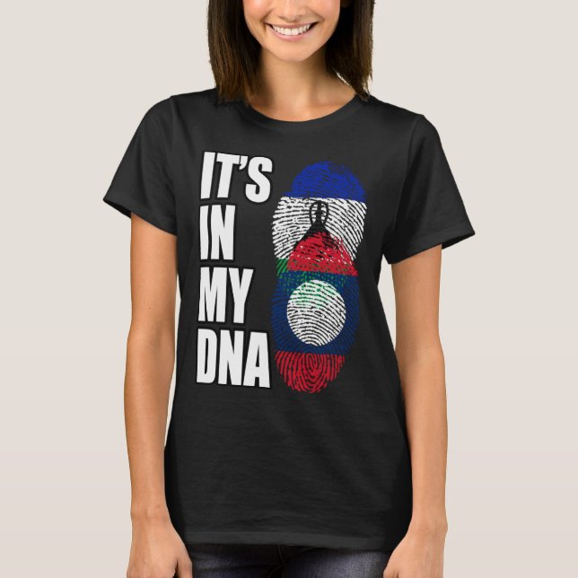 T-shirt Lao Et Basotho Mélangent Le Drapeau Du Patrimoine  (Devant)