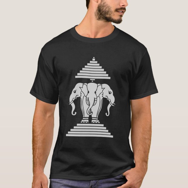 T-shirt Laos 3 Elephant Dirigé Erawan Lao (Devant)