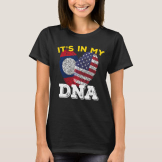 T-shirt Laos Laotien Drapeau Jour Fière Amérique Doigt Adn
