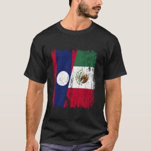 T-shirt Laos Mexique Drapeau Demi Laotien Mexicain Patrimo