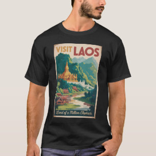 T-shirt Laos Pha That Luang Illustration Art de voyage