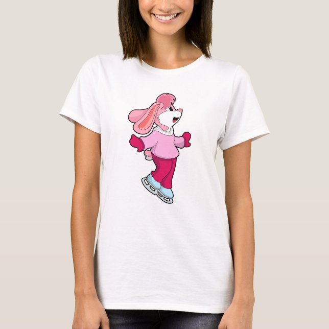 T-shirt Lapin à Patinage sur glace avec patins sur glace (Devant)