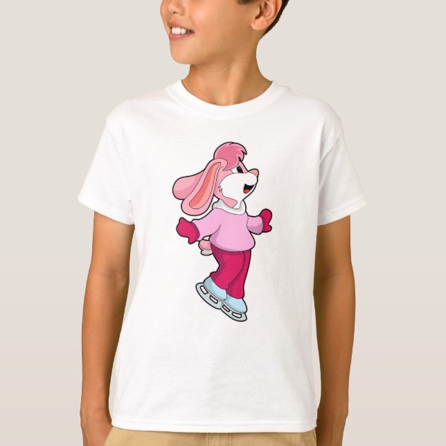 T-shirt Lapin à Patinage sur glace avec patins sur glace (Devant)