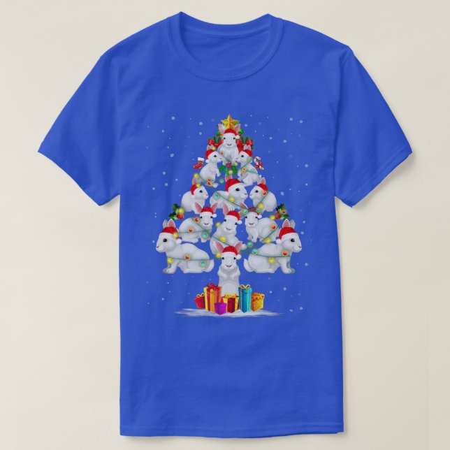 T-shirt Lapin Amour Arbre de Noël Lumière Casquette Neige  (Design devant)