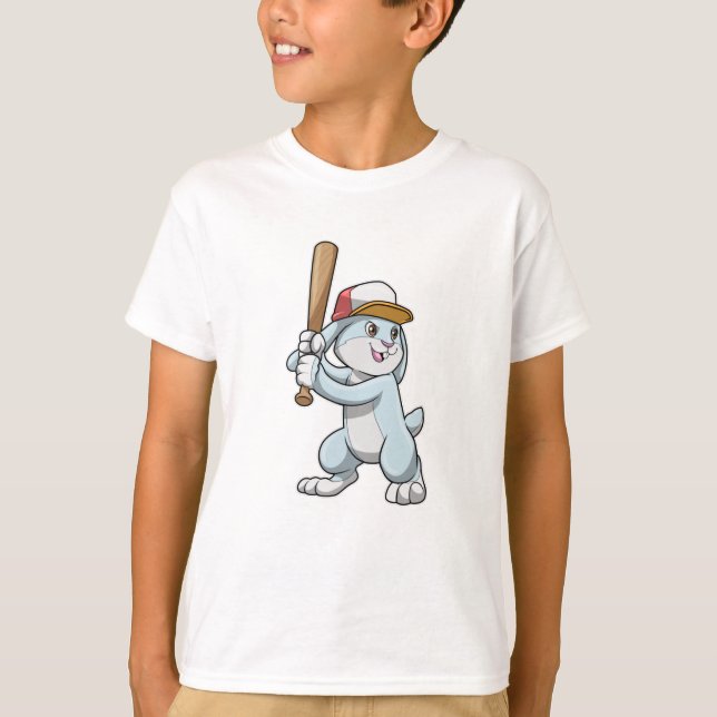 T-shirt Lapin au baseball avec batte de baseball (Devant)