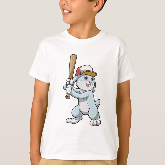 T-shirt Lapin au baseball avec batte de baseball (Devant)