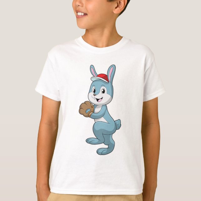 T-shirt Lapin au baseball avec gant de baseball (Devant)