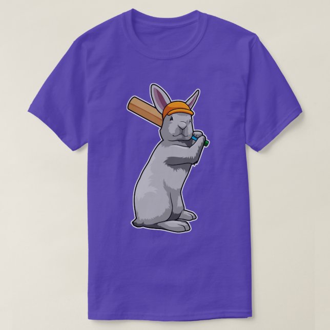 T-shirt Lapin au cricket avec chauve-souris de cricket1 (Design devant)