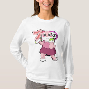 T-shirt Lapin au tennis avec raquette de tennis