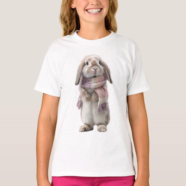 T-shirt Lapin aux Écharpe Confortable Enfants (Devant)