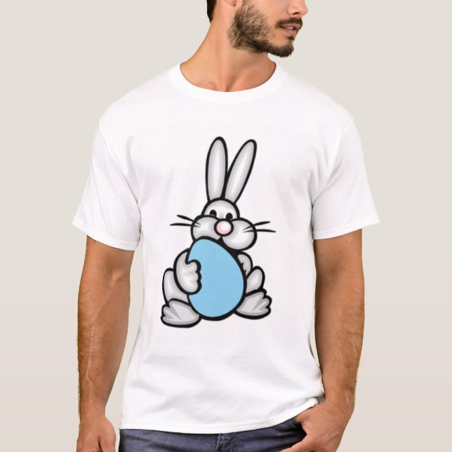 T-shirt Lapin avec Baby Blue Oeuf (Devant)