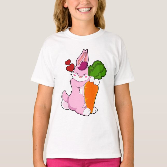T-shirt Lapin avec carotte et coeur (Devant)