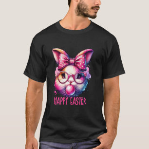 T-shirt Lapin avec des lunettes soufflant du bubble gum Fe