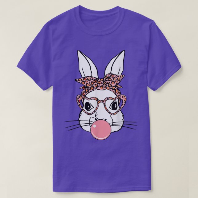 T-shirt Lapin avec lunettes de léopard, Pâques mignonnes  (Design devant)