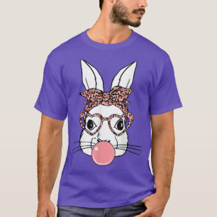 T-shirt Lapin avec lunettes de léopard, Pâques mignonnes 