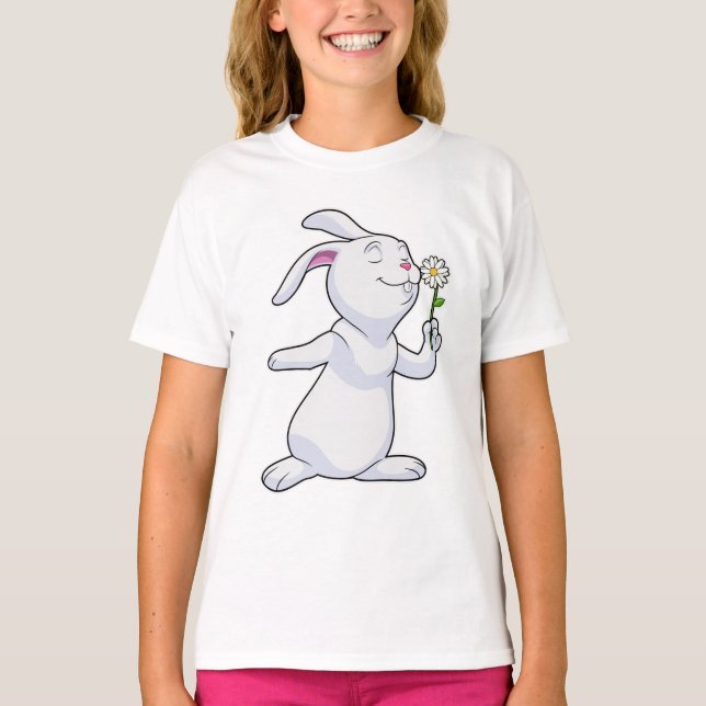 T-shirt Lapin avec marguerite (Devant)