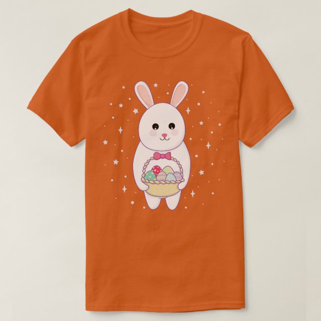 T-shirt Lapin avec panier à oeufs de Pâques (Design devant)
