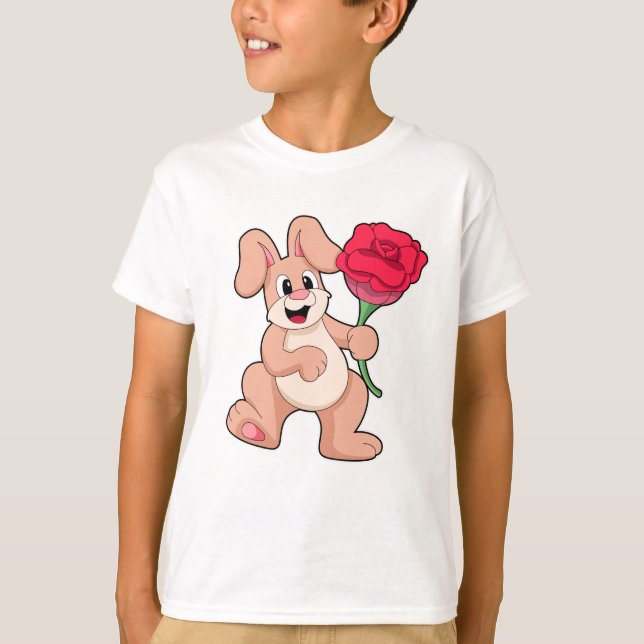 T-shirt Lapin avec Rose rouge (Devant)