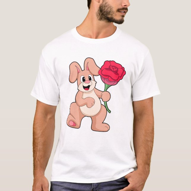 T-shirt Lapin avec Rose rouge (Devant)