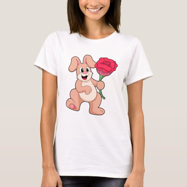 T-shirt Lapin avec Rose rouge (Devant)
