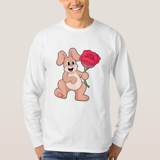T-shirt Lapin avec Rose rouge (Devant)