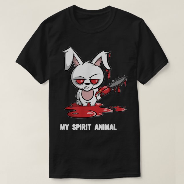 T-shirt Lapin avec tronçonneuse Mon Esprit Animal Mal Lapi (Design devant)