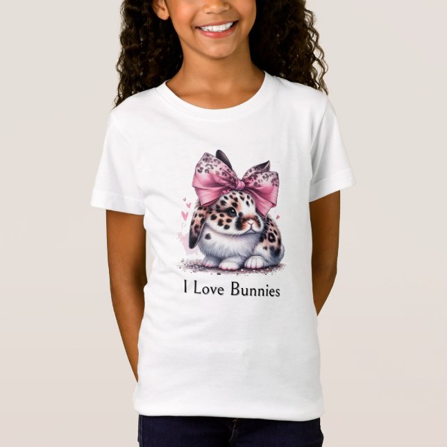 T-Shirt Lapin Avec un Ruban dans les Cheveux Charmant  (Devant)