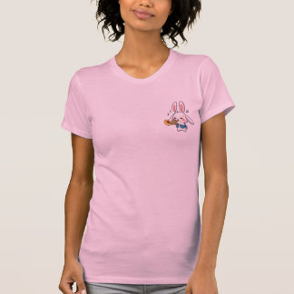 T-shirt Lapin Blanc de Dessin Animé Énergique Jouant de la