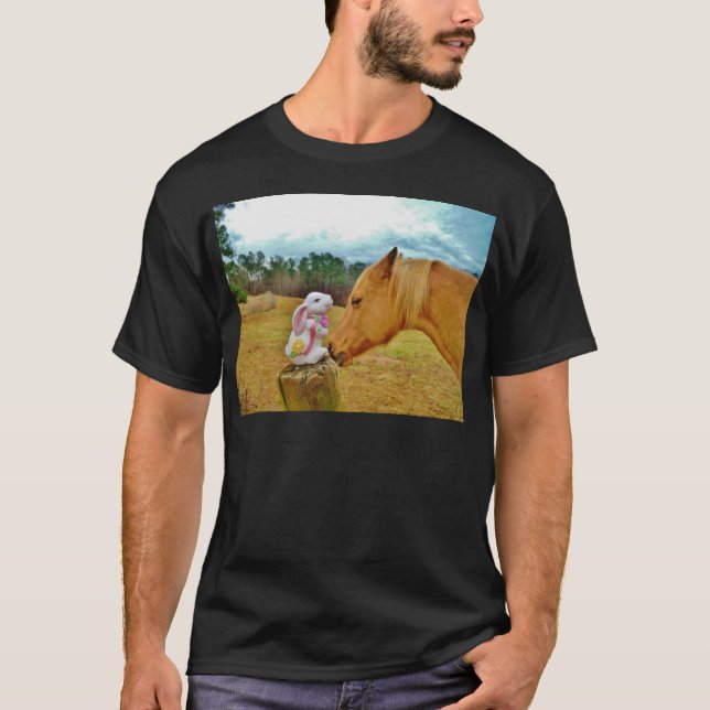 T-shirt Lapin blanc et Cheval jaune (Devant)