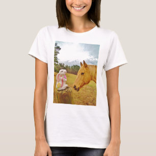 T-shirt Lapin blanc et Cheval jaune