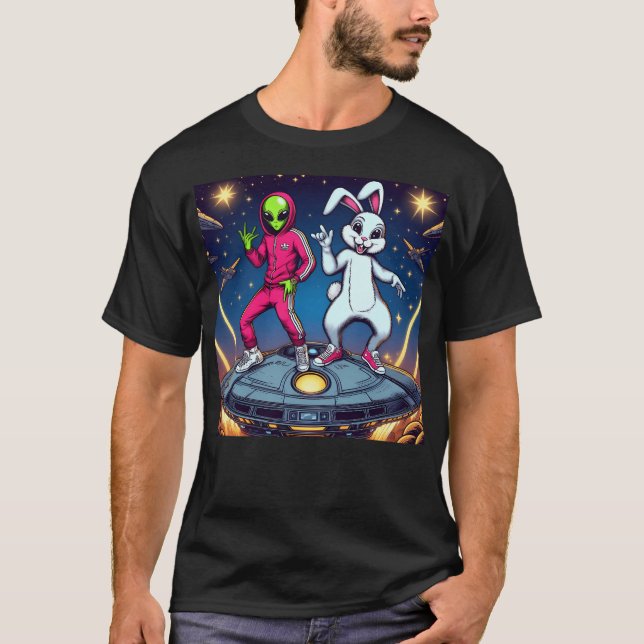 T-shirt Lapin Blanc Et Le Rap Alien Aimer (Devant)