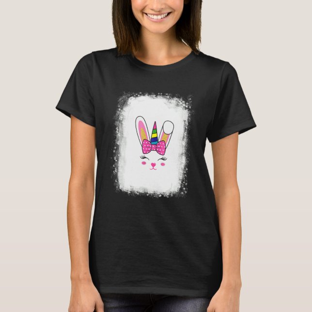 T-shirt Lapin Blanchi Visage Léopard Lunettes Bandeau Heur (Devant)