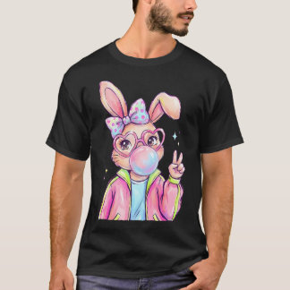 T-shirt Lapin Bunny Soufflant Du Bubble Gum Jour De Pâques