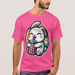 T-shirt Lapin buvant du thé à bulles Boba Kawaii Anime Mig