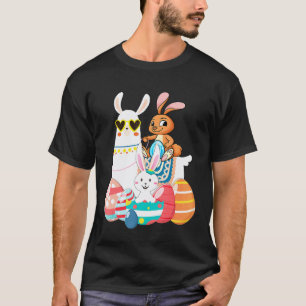 T-shirt Lapin chevauchant lama alpacca Œuf de Pâques