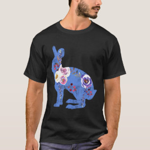 T-shirt Lapin Chic Bleu Shabby Avec Flux D'Aquarelle