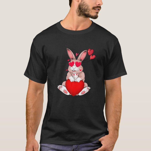 T-shirt Lapin Coeur lapin mignon Valentines Jour animal (Devant)