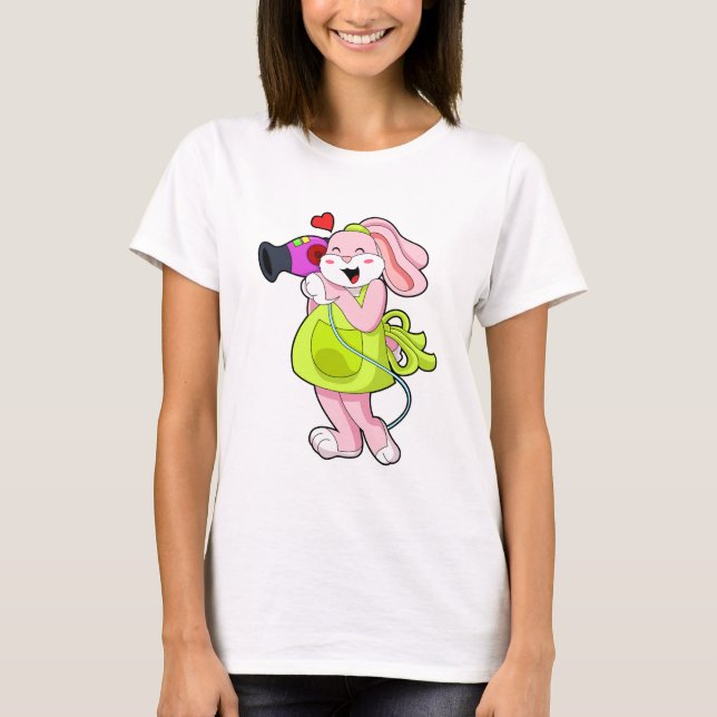 T-shirt Lapin coiffeur au sèche-cheveux (Devant)