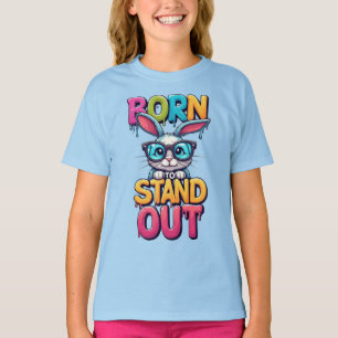 T-shirt Lapin Coloré Avec Lunettes de Soleil