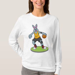 T-shirt Lapin comme joueur de basket-ball avec basket-ball