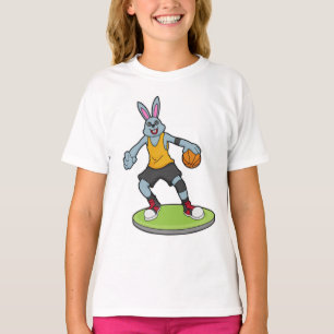 T-shirt Lapin comme joueur de basket-ball avec basket-ball