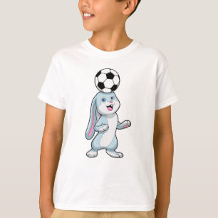 T-shirt Lapin comme joueur de football avec balle de footb