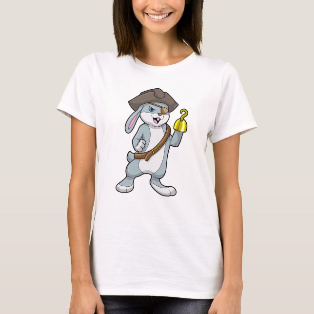 T-shirt Lapin comme Pirate avec crochet main et casquette  (Devant)