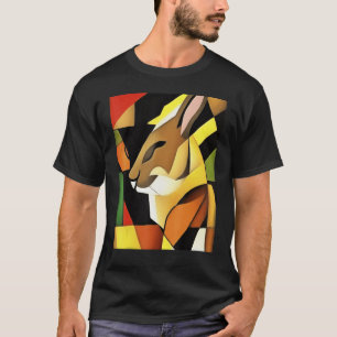 T-shirt Lapin Dans Un Style Abstrait Géométrique