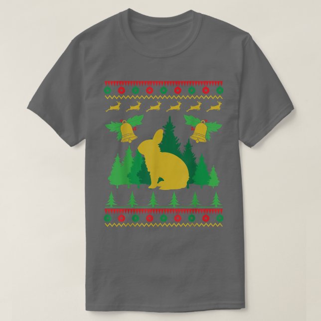 T-shirt Lapin dans un style de Noël moche  (Design devant)