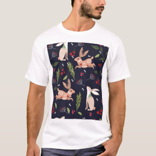 T-shirt Lapin d'art populaire scandinave